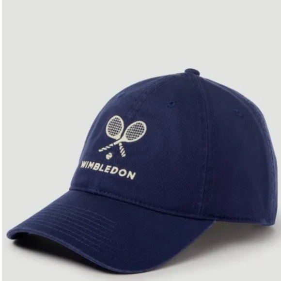 NWT Wimbledon baseball hat Navy blue Crossed Racket Logo - Picture 1 of 9